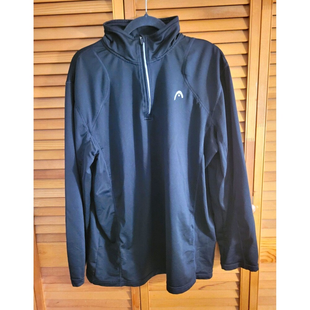 HEAD Men's Black 1/4 Zip Mock Neck Long Sleeve Polyester Athletic Fit XL